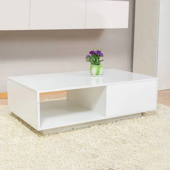 Modern White Center Table with Metal Base